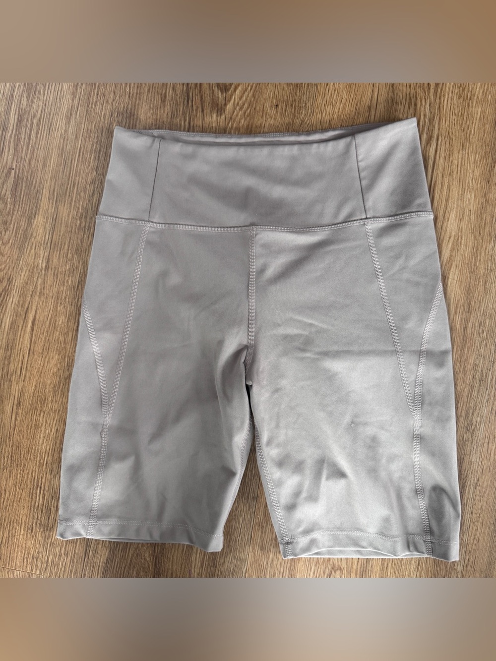 girlfriend collective High-Rise Bike Shorts in Light Gray